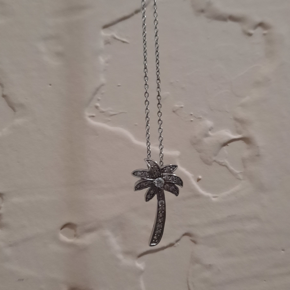 Palm Tree Crystal Necklace